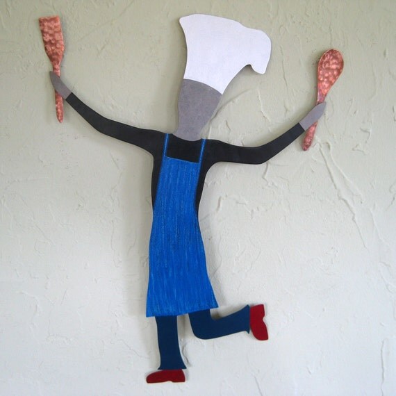 Metal Wall Art Chef Kitchen Decor Guy Chef by frivoloustendencies