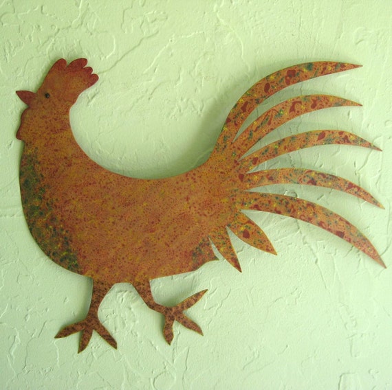 Metal wall art sculpture home decor Rooster by frivoloustendencies