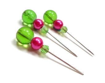 Counting Pins Marking Pins Cross Stitch Needlepoint Green Hot Pink Stitch Counter DIY Crafts Stitch Counter