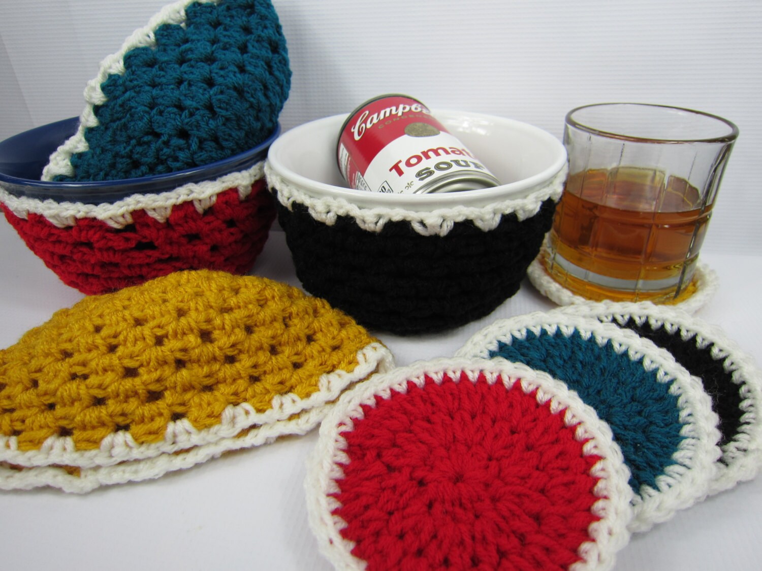 Soup Bowl Cozy Crochet Coasters kitchen housewarming gift 8