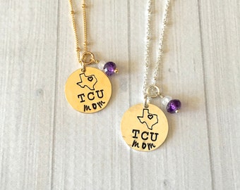 TCU Necklace - TCU Mom Necklace - TCU Jewelry - Texas Christian University