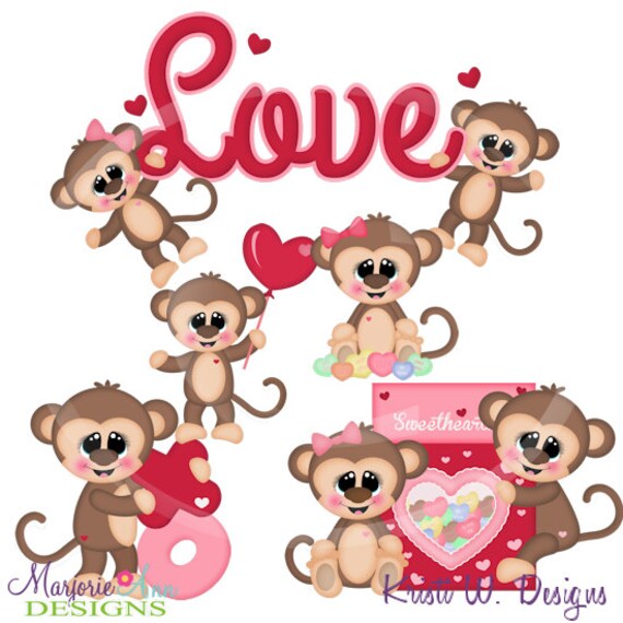 Download SVG Cutting Files-Monkey Love by MyDarlingSweetPeas on Etsy