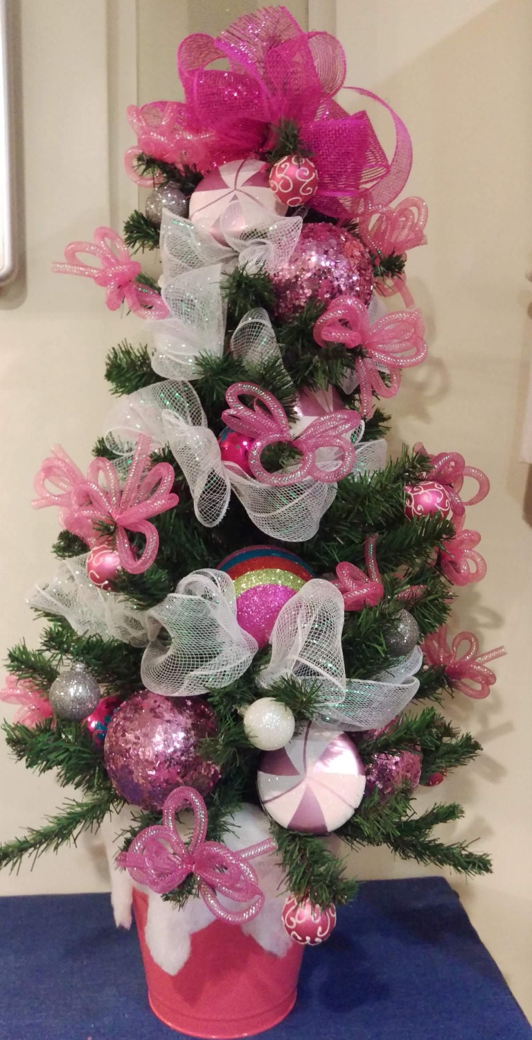 pink and white whimsical tabletop christmas tree pink and white whimsical tabletop christmas tree
