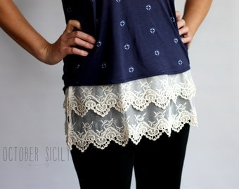 T2- Lace Top Shirt Extender *Style 2* 3 colors 5 sizes, XS-3XL