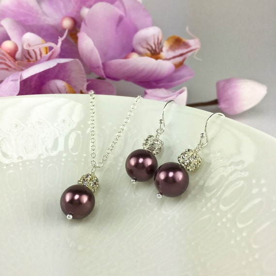 burgundy wedding jewelry set