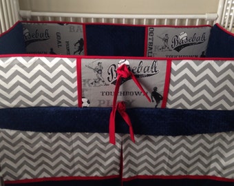Navy gray REd sports Baby bedding Boy Crib set DEPOSIT Down payment ONLY read details