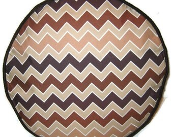 Brown Chevron Zigzags Pouffe Foot Rest Floor Cushion Pouf