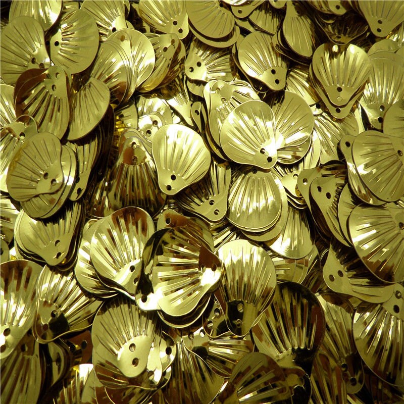 Gold shiny seashells 20mm approx 60 pieces sparkling loose