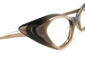 Vintage 50s Olive Cateye Eyeglasses Eyewear Frame NewOldStock