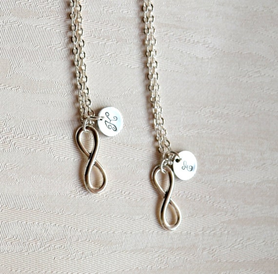 Best friend Necklace set of 2, Infinity Necklace with initials