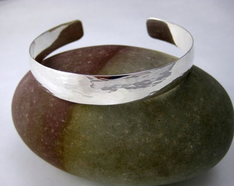 Sterling Silver Cuff Bracelet - Hammered Silver Cuff - Stacking Silver Bracelet - Silky Silver Cuff - Silver Domed Cuff