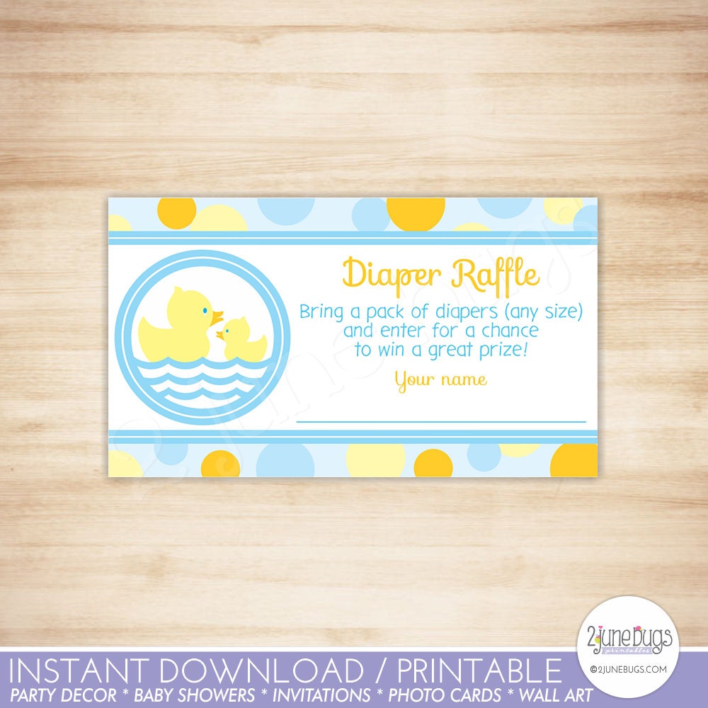 Rubber Duck Baby Shower Diaper Raffle Tickets Rubber Ducky
