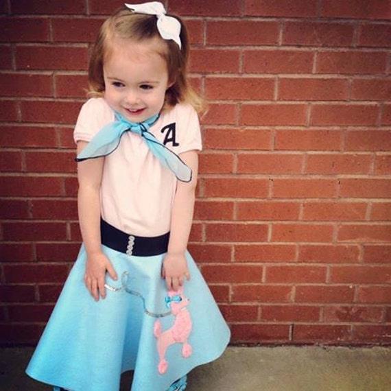 Gorgeous Toddler 3pc Patty poodle skirt outfit Baby blue and