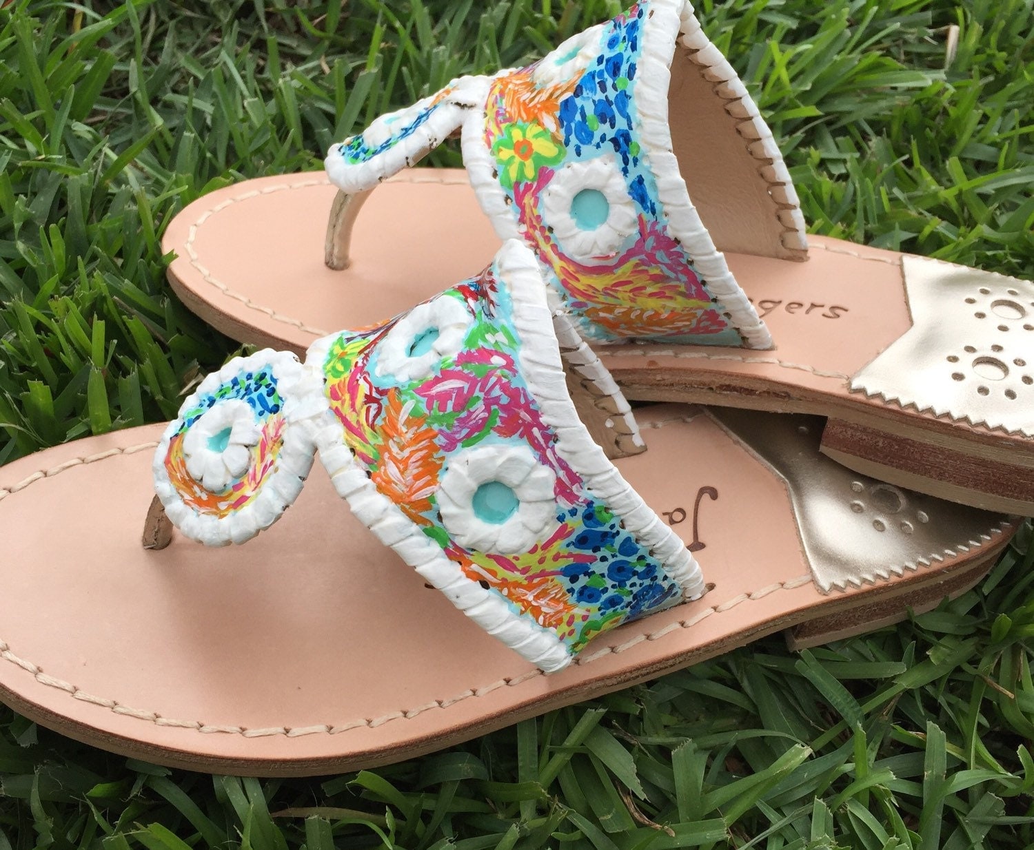Authentic Jack Rogers hand painted in Lilly Pulitzer inspired