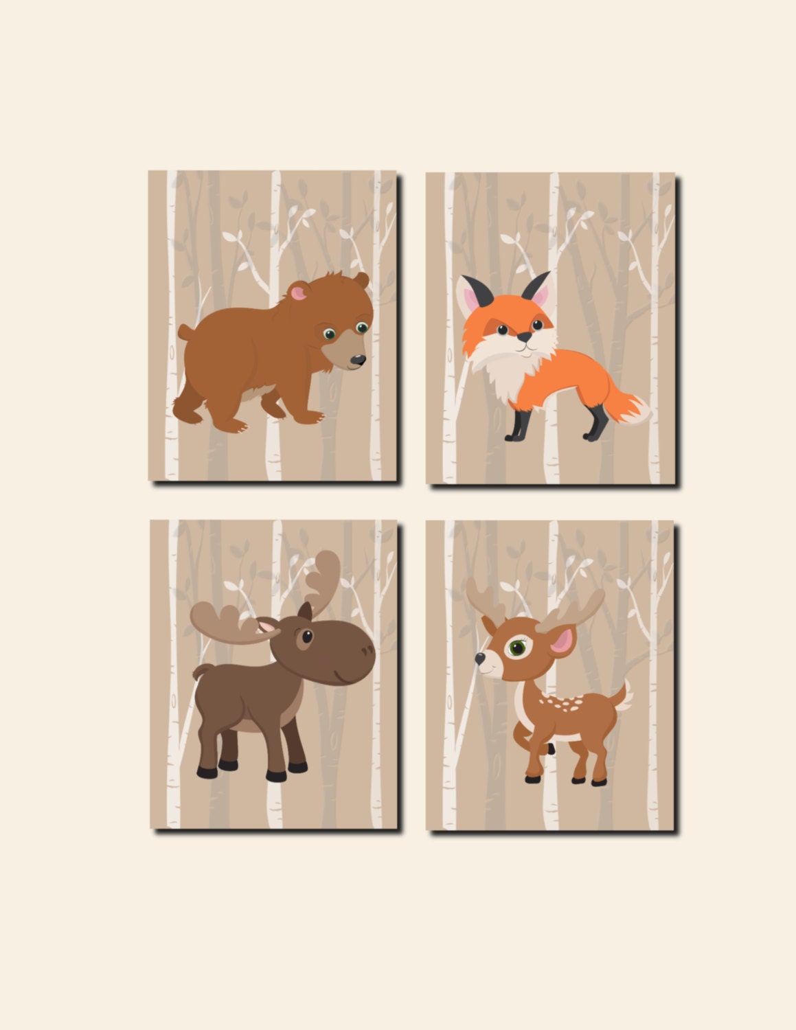 Forest Animals Nursery Art Canvas or Prints Woodland by vtdesigns