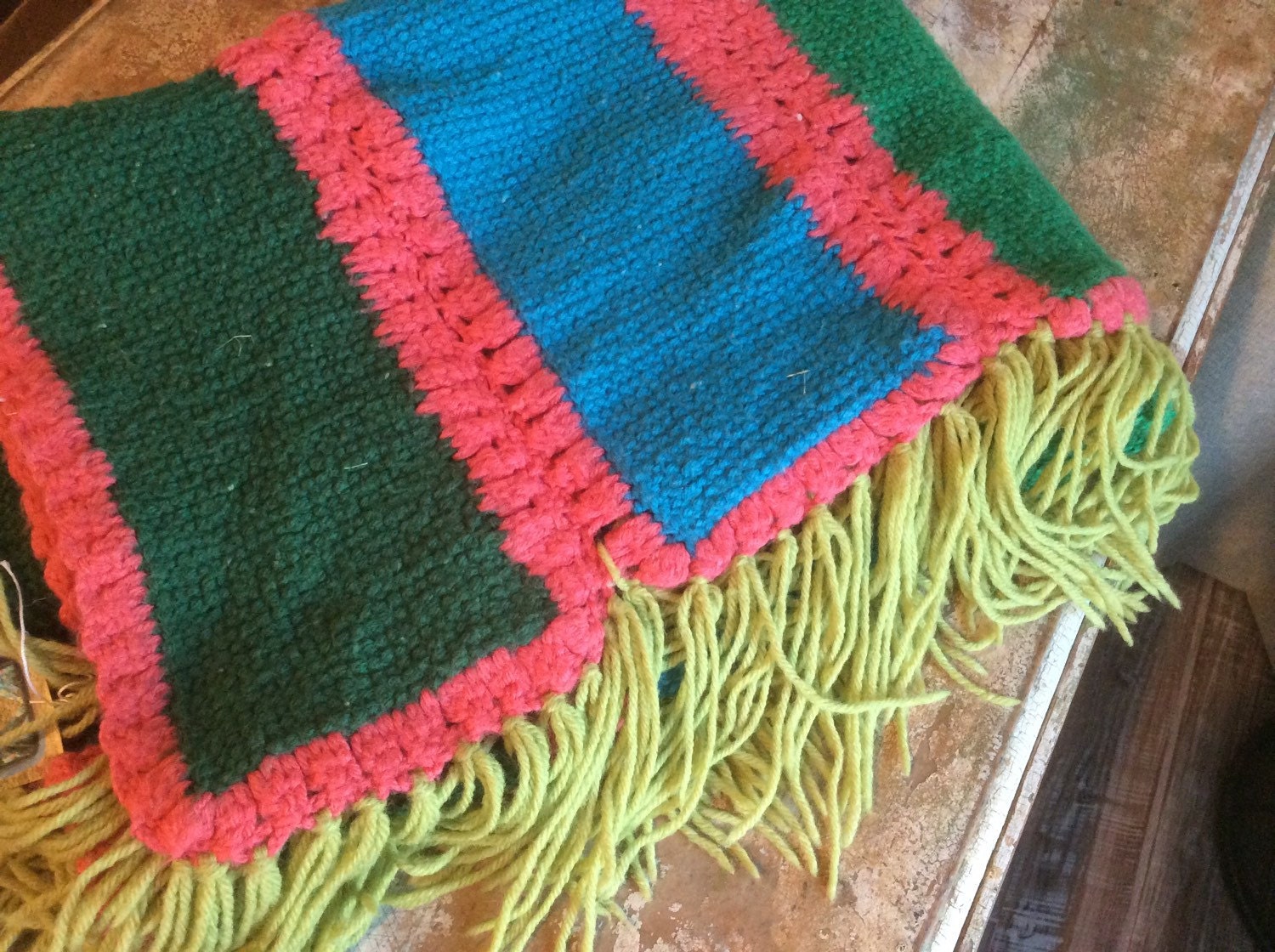 Vintage crochet throw afghan blanket home decor living room