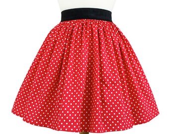 Dapper Day Minnie Mouse Red Red and White Polkadots Pleated Skirt