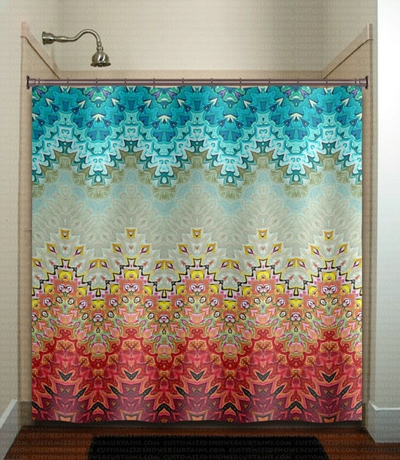 Beautiful Fire And Ice Gray Turquoise Shower Curtain Bathroom