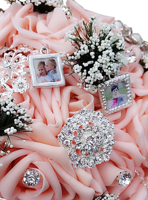 Wedding Bouquet Photo Charms set of 5. Custom Personalized