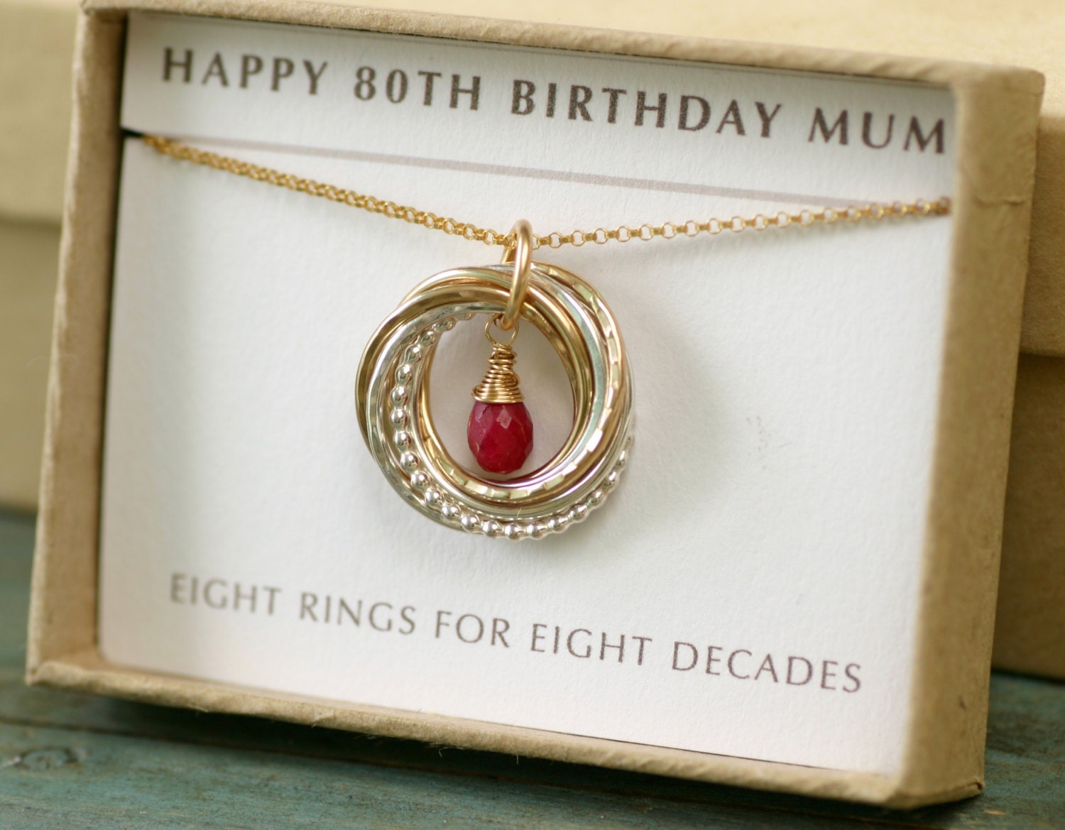 80th birthday gift for mom gift July birthstone necklace ruby