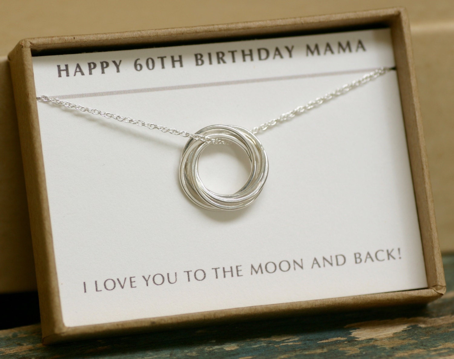 60th birthday gift 6 linked circle necklace gift for mother