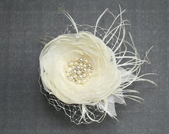 Flower Hair Clip- Ivory Color Hair Accessories- Bridal Hair Accessory- Bridal Hair Clip