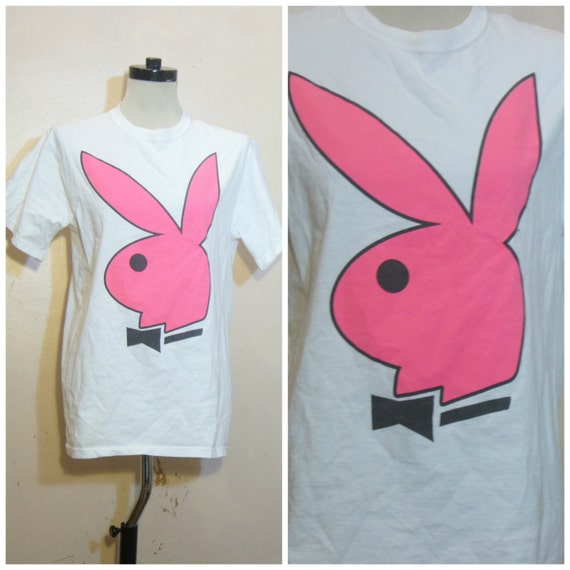 90s Playboy Bunny T Shirt OSFM Hot Pink by WhiteWaveVintage