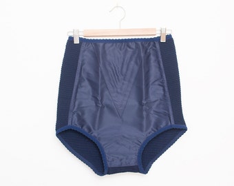 high waist panties navy blue bombshell dead stock Vintage lingerie size XL
