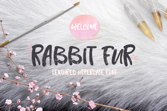 Digital Font Rabbit Fur - Digital Typeface - Hand drawn font - Instant Download