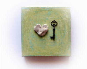 Unique Love Gift For Him - The Key To My Heart - Beach Heart Rock - Natural Heart Rocks - genuine Heart shaped Beach stones rocks - S101