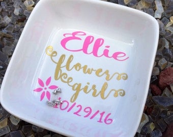 Flower girl jewelry holder, personalized flower girl gifts, flower girl jewelry, flower girl gifts, ring dish