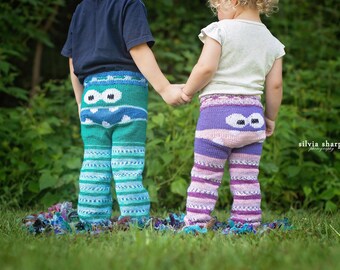 Monster Pants Self Striping Legs Choose Your Own Colors Knit Monster Pants