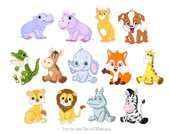 Cute Animal clipart Kids clipart Cute clipart Safari Animal clipart animal png Wild animals kids clip art Cute clip art