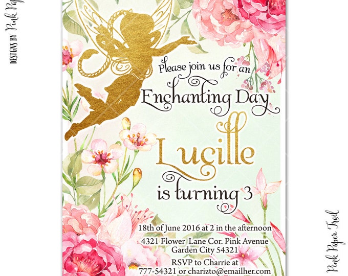 Flower Fairy Invitation, Garden Fairy, Fairy Princess Invitation, I will customize for you, Print your own