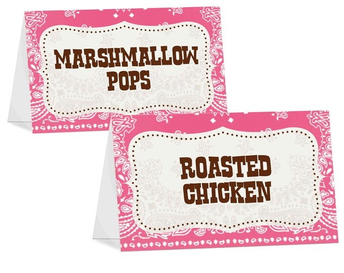 Cowgirl / Wild West Themed Food Tent Card, I Will Customize for You, Print Your Own