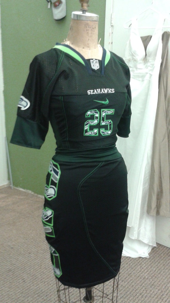 Custom made to order Seahawks 2 piece black jersey dress