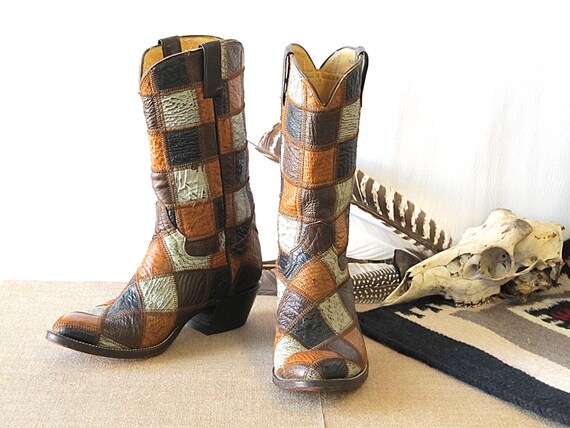 multi coloured leather boots