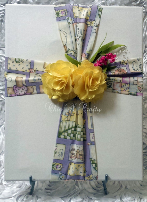Items similar to Spiritual Easter Fabric Wall Cross on Canvas on Etsy