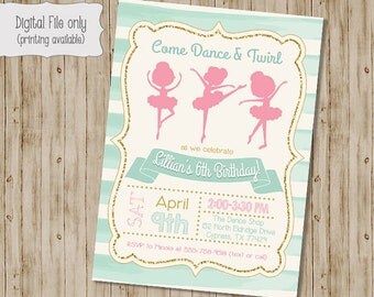 Ballerina Birthday Invitation, Ballet Birthday Invitation, Ballerina Invitation, Ballerina Party, Ballet Party, Ballet, Ballerina, tutu