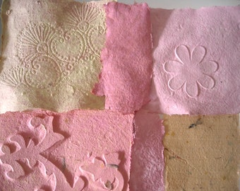 Embossed Paper, Decoupage Paper, Art Paper Craft, Peach Collage Paper, Recycled Paper, Homemade Paper, Beautiful Handmade Paper Sheets