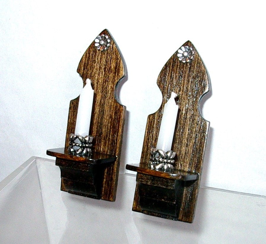 Gothic Candle Sconces Set of 2 Medieval Dollhouse Miniature