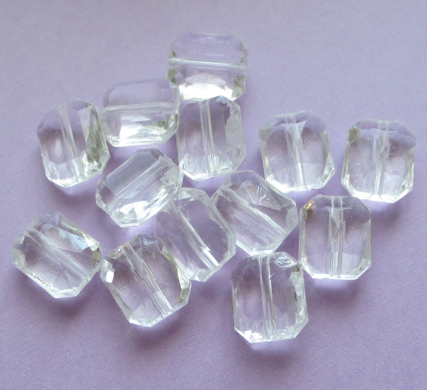 Acrylic Faceted Crystal Clear Beads Rectangle Shape 10mm x