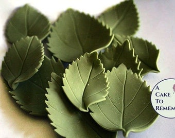 12 wedding cake leaves, gumpaste hydrangea leaves, two different sizes. Edible leaves for cakes, edible cake decorations.