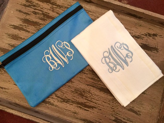 Large Personalized Zipper Bags and burp cloth