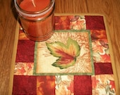 Candle Mat, Mug Rug, Quilted Fall Mat, Autumn Decor, Fall Decor, Autumn Leaves, Table Topper, Mini Quilt, Coaster, Table Mat, Snack Mat