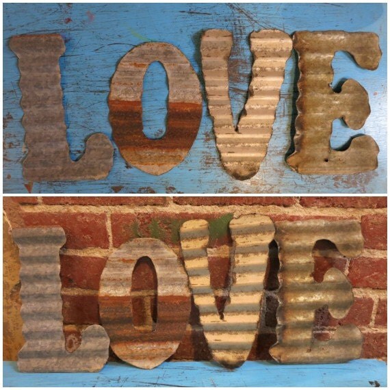 Recycled Metal Barn Letters LOVE by blueraddish on Etsy