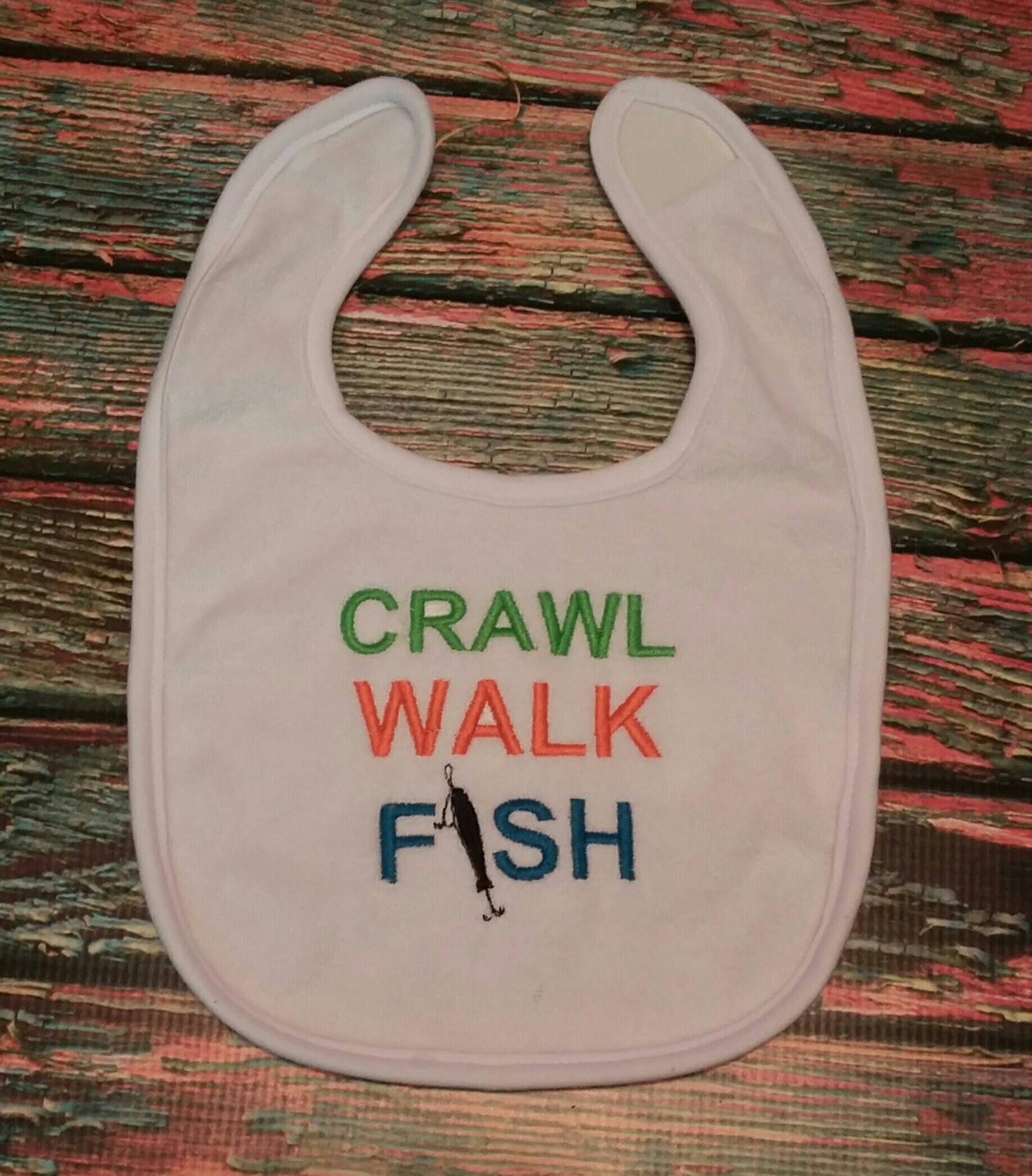 Crawl Walk Fish bib fishing bib baby bib