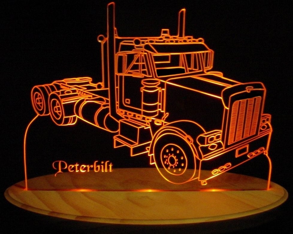 Semi Truck Pblt Acrylic Lighted Edge Lit LED Truck Sign