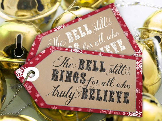 Polar Express Bell Still Rings Party Gift Tags - INSTANT DOWNLOAD - Printable Christmas Thank you, Party Favors by Sassaby Parties Il_570xn