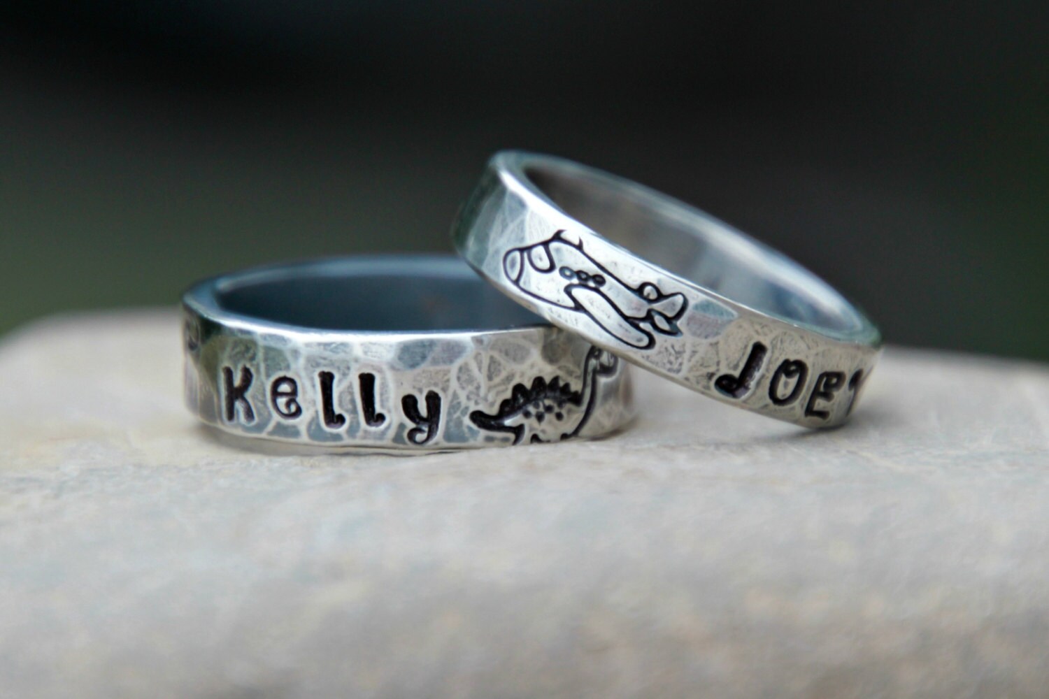 Hand Stamped Ring for Little Boys WEDDING BAND Hand